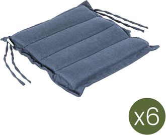 EDÈN JARDÍ Pack de 6 cojines para sillas de jardín olefin azul 37x37 cm