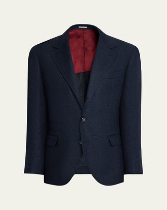 Brunello Cucinelli Mens Linen and Wool Single-Breasted Jacket