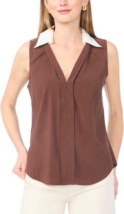 Parker Contrast Collar Sleeveless Top in Shaved Chocolate at Nordstrom Rack, Size X-Small