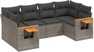vidaXL Set De Muebles De Jard&iacute;n 6 Pzas Y Cojines Rat&aacute;n Sint&eacute;tico Gris Vidaxl