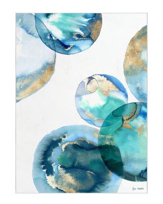 Empire Art Direct Blue Green Marbles I Washable Geometric Art Area Rug