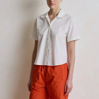 Hod Madeleine Embroidered Collar Top In White