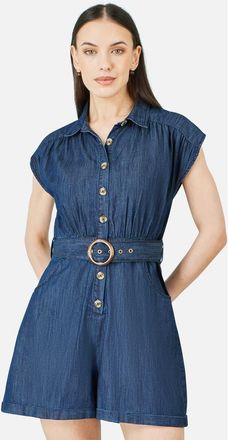 Yumi Chambray Cotton Playsuit in Blue at Nordstrom, Size 12