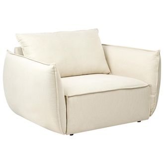 Beliani Beliani - Sill&oacute;n De Tela Bajo Asiento Profundo Y Ancho Respaldo Acolchado Acogedor Moderno Beige Claro Kunes