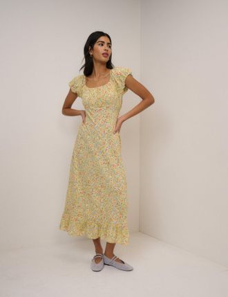 Nobody's Child Yellow Ditsy Floral Jemima Midi Dress