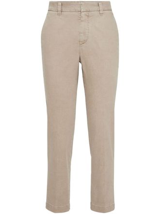 Brunello Cucinelli straight-leg trousers - women - Linen/Flax/Spandex/Elastane/Cotton - 40 - Brown