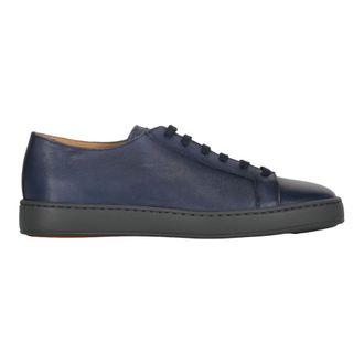 Santoni Sneakers, male, Blue, Size: 10 1/2 US Low-top Leather Sneakers