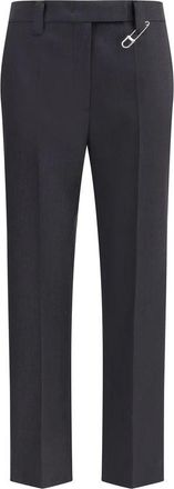 Prada Broeken, Dames, Zwart, L, Wol, Wollen Straight-Leg Broek met Veiligheidsspeld