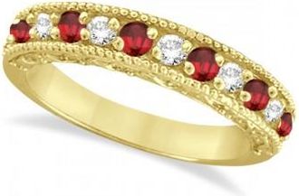 Allurez Diamond and Ruby Ring Anniversary Band 14k Yellow Gold (0.59ct)