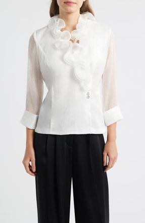 Alex Evenings Yoryu Chiffon Ruffle Top in Ivory at Nordstrom, Size X-Large