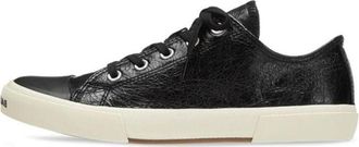 Balenciaga Paris Low Top Sneakers Black Destroyed Cotton and White Rubber 688754W3RCB1090