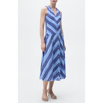 Mango Stripe A-Line Dress in Blue at Nordstrom Rack, Size 4