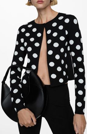 Mango Polka Dot Cardigan in Black at Nordstrom, Size Small