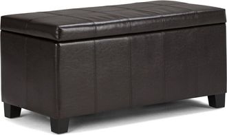 Simpli Home Dover 36In Contemporary Rectangle Storage Ottoman Bench