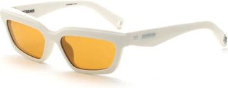 Jacquemus Vrouwelijke Rechthoekige Zonnebril Wit Amber Lens - Dames - Zonnebrillen - Wit - ONE Size - Accessoires