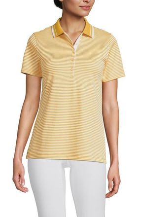 Lands End Supima Cotton Polo Shirt in Goldenrod Micro Stripe at Nordstrom, Size Small
