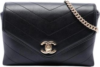 Chanel Pre-owned Vintage Belt Bag - Dames - Vintage Schoudertas - Zwart - ONE Size - Leer - Vintage