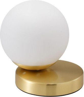 Vente-Unique Lampada da tavolo in ottone spazzolato - L.16 x H.15 cm - Dorata e bianca - SOFIA