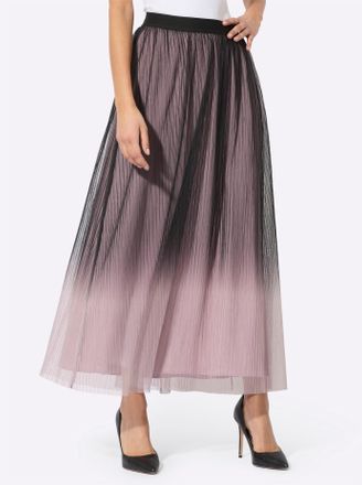 Cr&eacute;ation L Meshrock CREATION L, Damen, Gr. 19, lila (schwarz, mauve, bedruckt), 100% Polyester, bedruckt, gemustert, mehrfarbig, lang, R&ouml;cke Meshrock