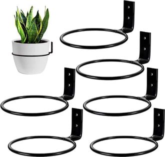 OEM Juego De 6 Macetas De Pared De 18 Cm - Soporte De Pared Plegable - Metal - Para El Hogar, Jard&iacute;n Y Balc&oacute;n - Negro
