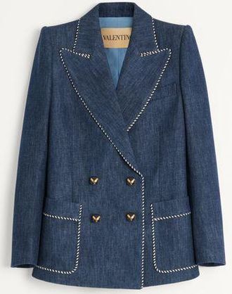 Valentino Giacca In Chambray Denim Donna BLU 36