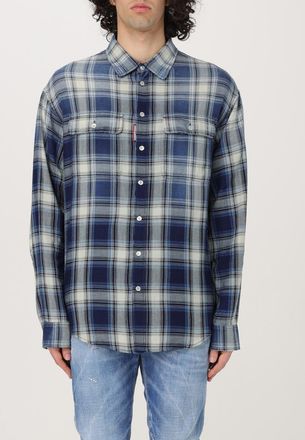 Dsquared2 Mens Plaid Longsleeve Shirt - Dark Blue Cotton - Size EU 50 (Mens)