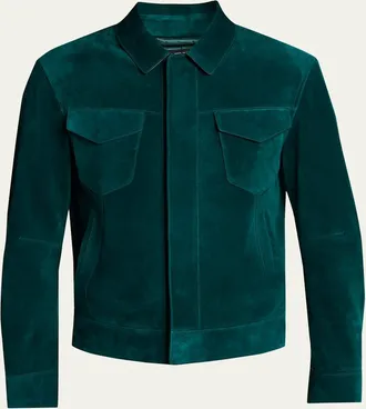 Tom Ford Mens Suede Snap-Front Western Jacket