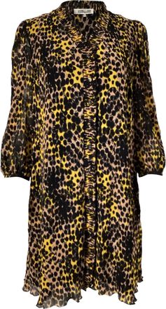 Diane Von Fürstenberg Diane Von Furstenberg Layla Shirred Printed Mini Dress in Animal Print Polyester
