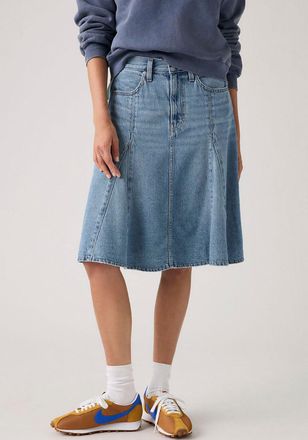 Levi's Jeansrock LEVIS GODET KNEE LENGTH SKIRT, Damen, Gr. 27, good grades tencel skirt, Denim/Jeans, Obermaterial: 55% Baumwolle, 45% Lyocell, unifarben, no