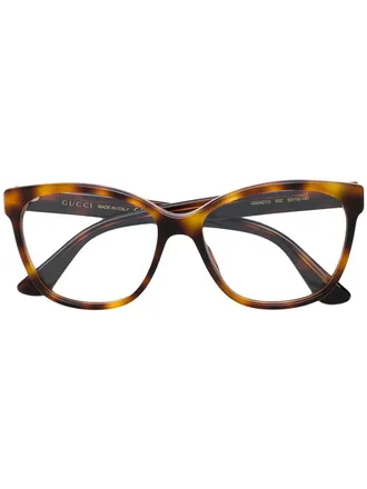 Gucci crystal-embellished square-frame glasses - women - Acetate - 55 - Brown