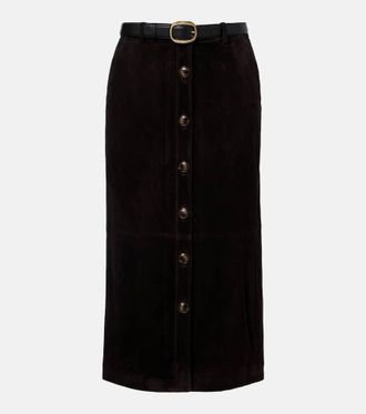 Self Portrait Suede midi skirt