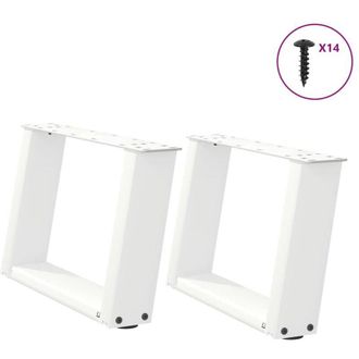 vidaXL Vidaxl - Patas Para Mesa De Centro En Forma De U (2 Unidades), Color Blanco, 50 X (30-31) Cm, Acero