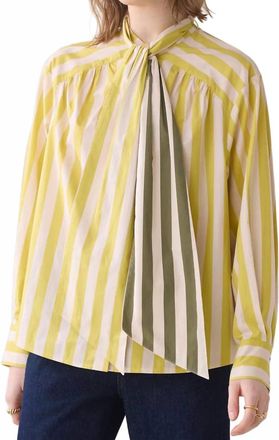 Summum Contrast Bow Tie Blouse In Mimosa Yellow