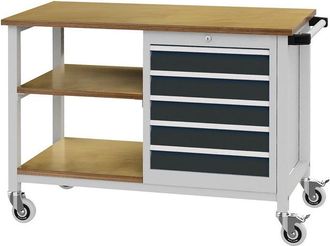 OEM Banco De Trabajo A1200xf540xh880mm Haya Multiplex Gris Claro / Gris 5 Cajones