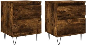 vidaXL Vidaxl - Bedside Cabinets 2 pcs Smoked Oak 40x35x50 cm Engineered Wood