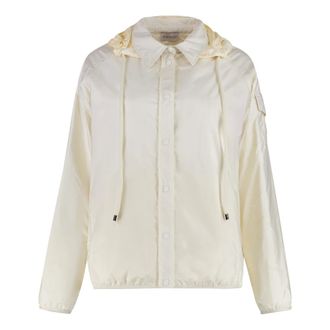 Moncler Down Jackets, female, Beige, S, Techno Fabric Padded Jacket