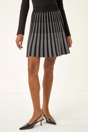 Roman Geometric Knit Mini Skater Skirt