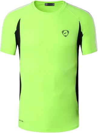 Jeansian Mens Sports Breathable Short Sleeve T-Shirts Tee Tops Running Training LSL147 GreenYellow L
