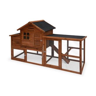 Sweeek Gallinero de madera con corral para 4 gallinas, madera