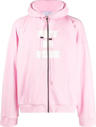 Natasha Zinko Heart graphic-print hoodie - unisex - Cotton - M - Pink