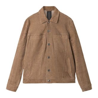 Giorgio Brato Leather Jackets, male, Brown, Size: L New Leather Jeans Jacket