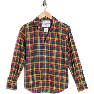 Frank & Eileen Relaxed Fit Button-Up Shirt in Yellow Red Green Plaid at Nordstrom Rack, Size Xx-Small