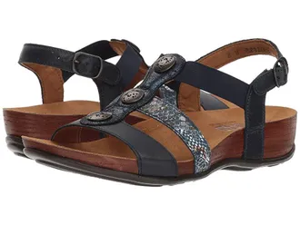 SAS Clover Ankle Strap Sandal Womens Shoes Navy Multisnake : 10.5 M - Medium (B), Leather