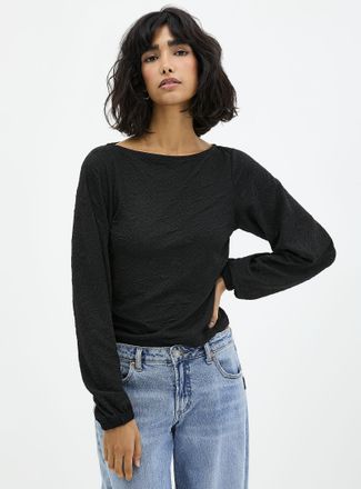 Icone Womens 3D texture puff-sleeve T-shirt