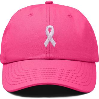 Dalix Pink Ribbon Dad Cap in Hot Pink at Nordstrom
