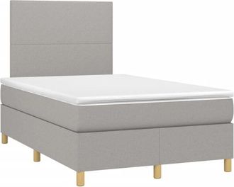 vidaXL Vidaxl - Cama Box Spring Con Colch&oacute;n Y Led Tela Gris Claro 120x190 Cm