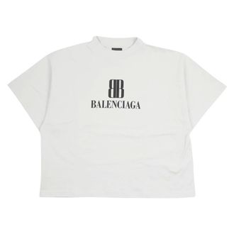 Balenciaga Cropped Logo T-Shirt - female - Balenciaga - T-Shirts - White - L - Tops