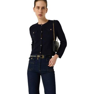 Gerard Darel Lubna Button Front Long Sleeve Cardigan in Navy Blue at Nordstrom, Size Medium