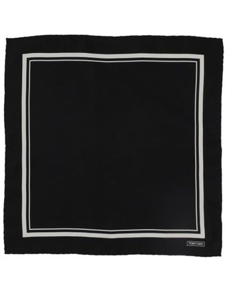 Tom Ford Subtle Double-Line Border Silk Pocket Square