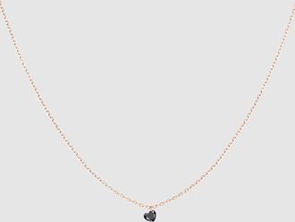 LA BRUNE & LA BLONDE Collier Black 360&deg; Diamant Noir Coeur 0.30 Or Rose